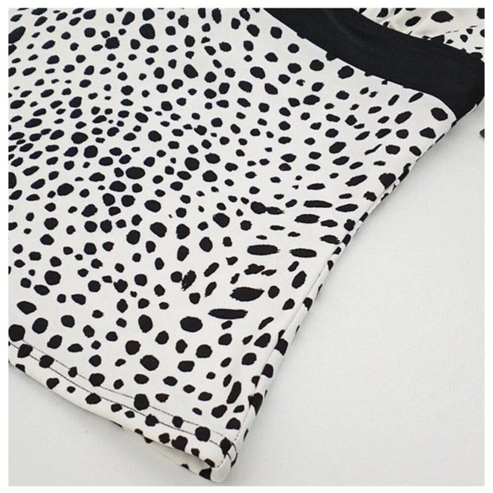 DKNY Tankini Top Womens Spotted Print V-neck Swim Top White Black‎ Large NWT - Picture 5 of 8
